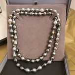 colier lung perle naturale tahitiene si aur 14k