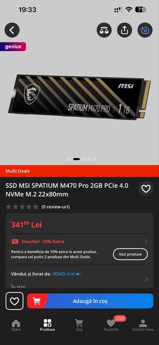 MSI Spatium M450 PRO SSD 1TB M.2 NVMe PCI Express 4.0
