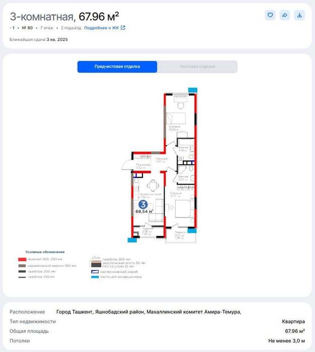 Продаеться 2-х конмнатная квартира в ЯЧшнабадском районе (МА)