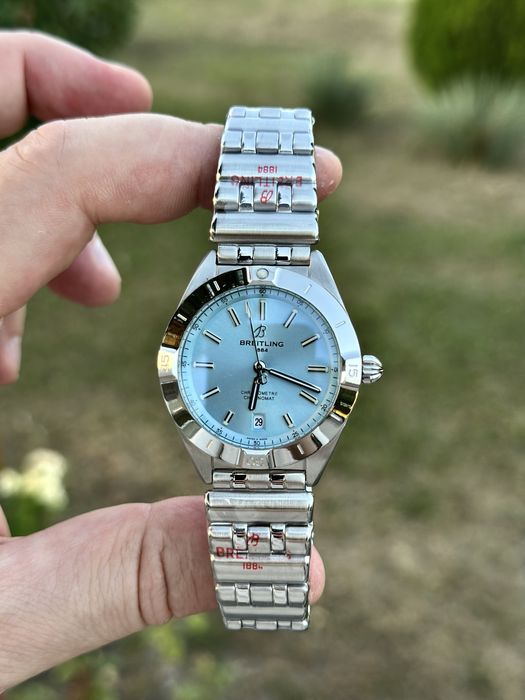Ceas breitling chronomat femei 36,mm  dial aquamarine