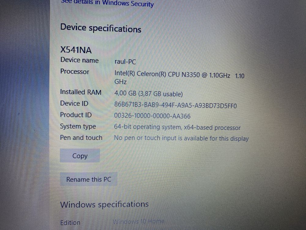 Laptop Asus X541NA