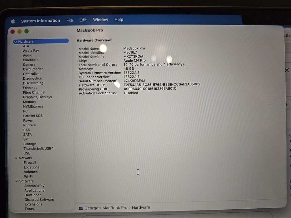 Лаптоп Apple MacBook M4 Pro 16", 14 CPU 20 GPU, 48 RAM, 512 GB SSD