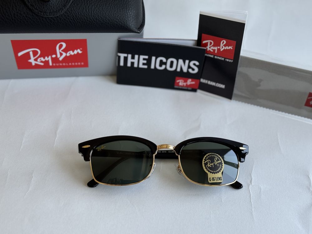 Ochelari de soare Ray Ban 3916 Clubmaster Square Noi