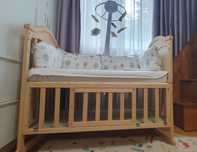 Pătuț bebe lemn natural