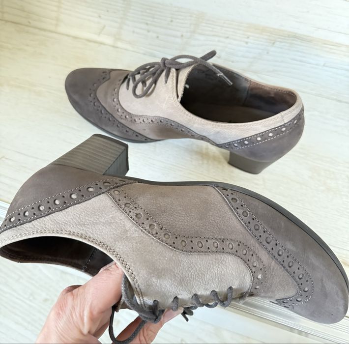 Обувки GABOR-38 ноеер, UK5, сив естествен велур с връзки