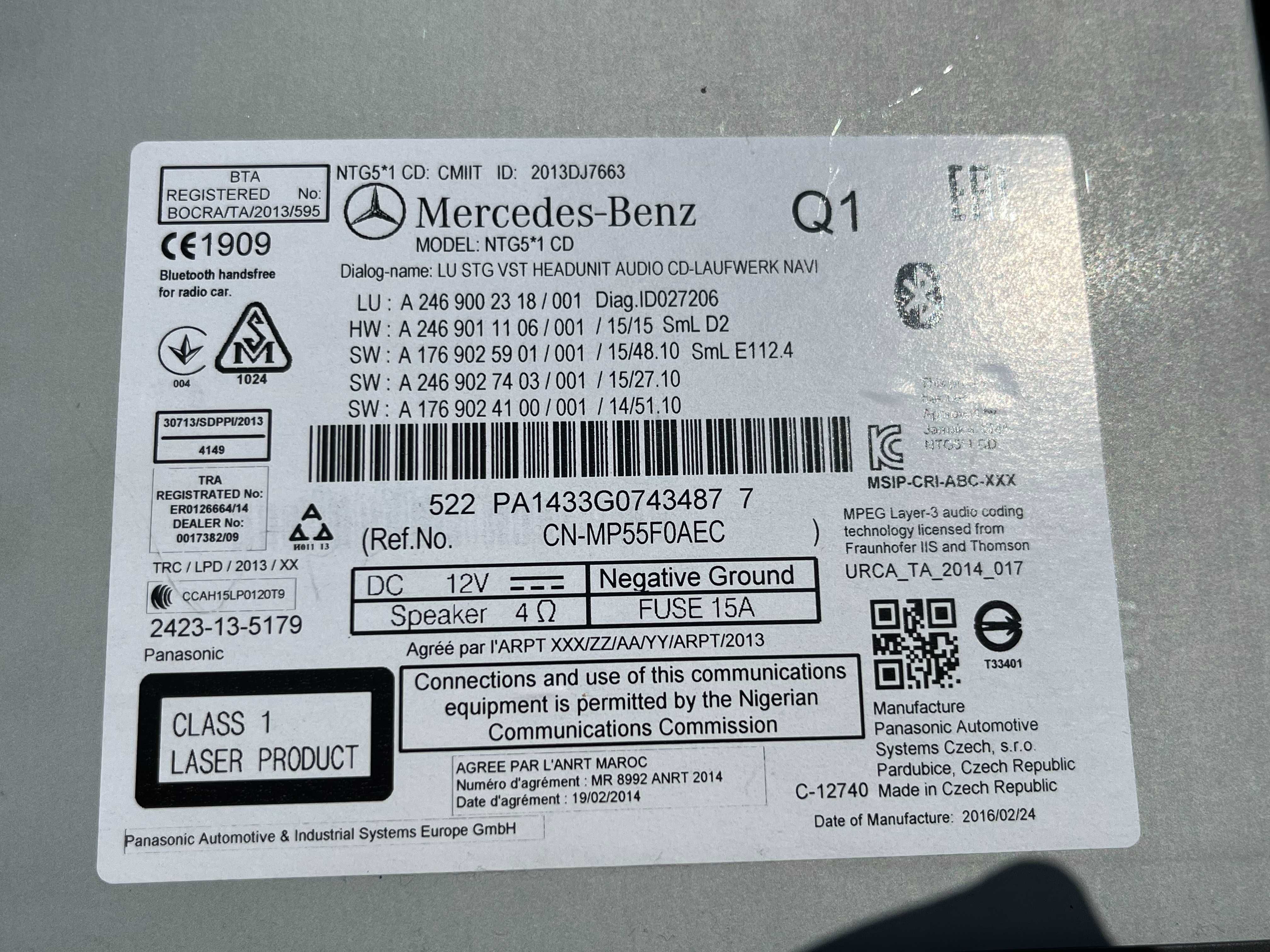 Навигация Mercedes NGT 5.1 A class B class CLA ЦЛА W176 W246 2016
