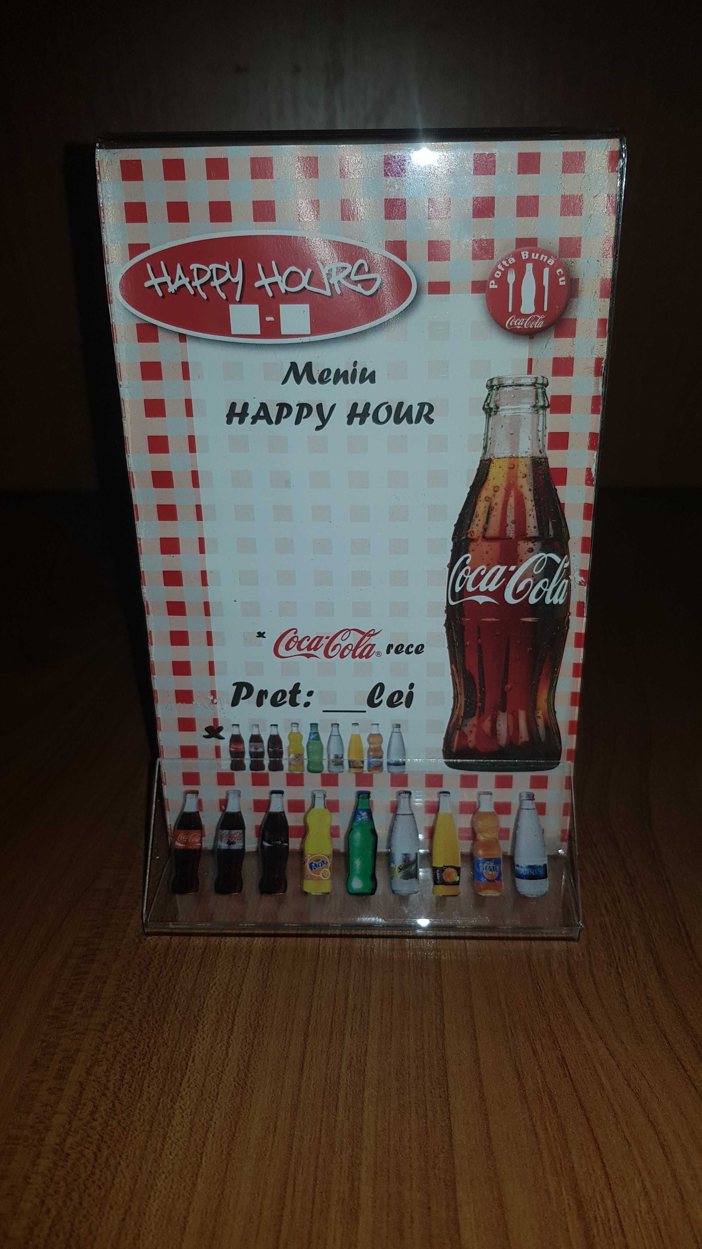 Suport meniu T holder 170x100mm / 17x10cm, logo Coca-Cola