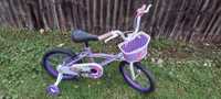 Bicicleta copii 16 inch cu roti ajutatoare alb violet