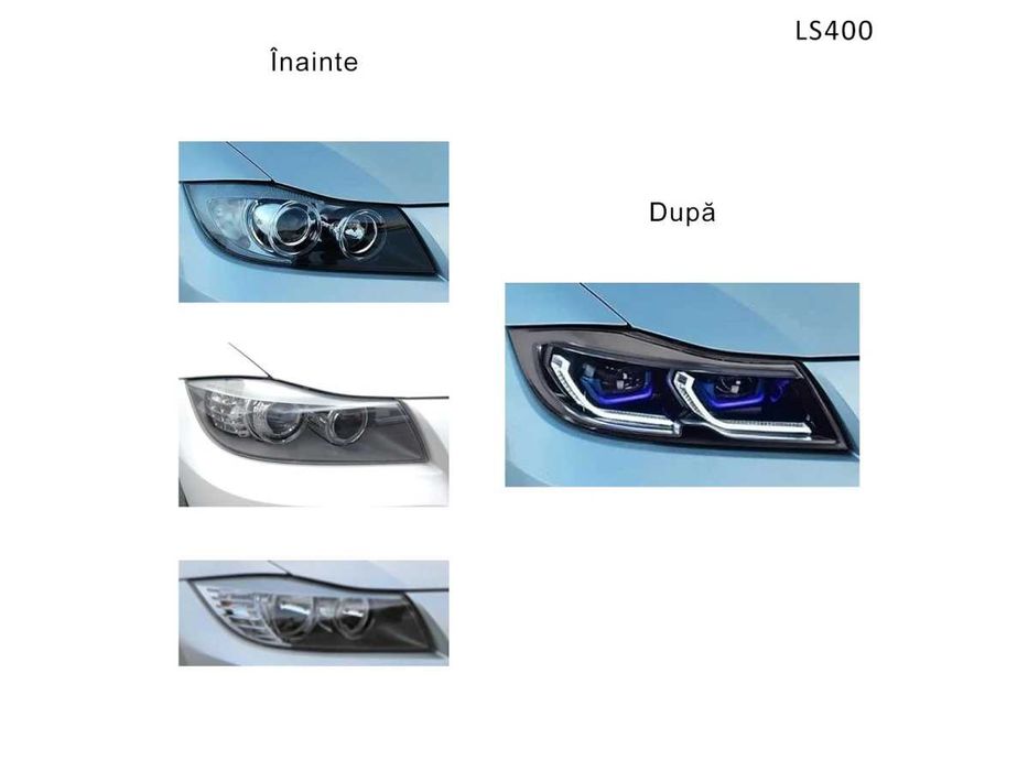Tuning faruri LED DRL BMW Seria 3 E90 E91 (05-12) cu aspect G - LS400