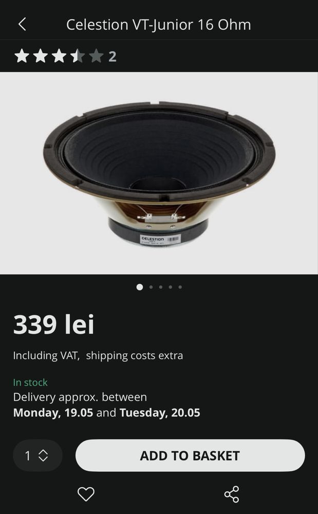 Celestion VT-Junior 16 Ohm | Difuzor Amplificator Chitară