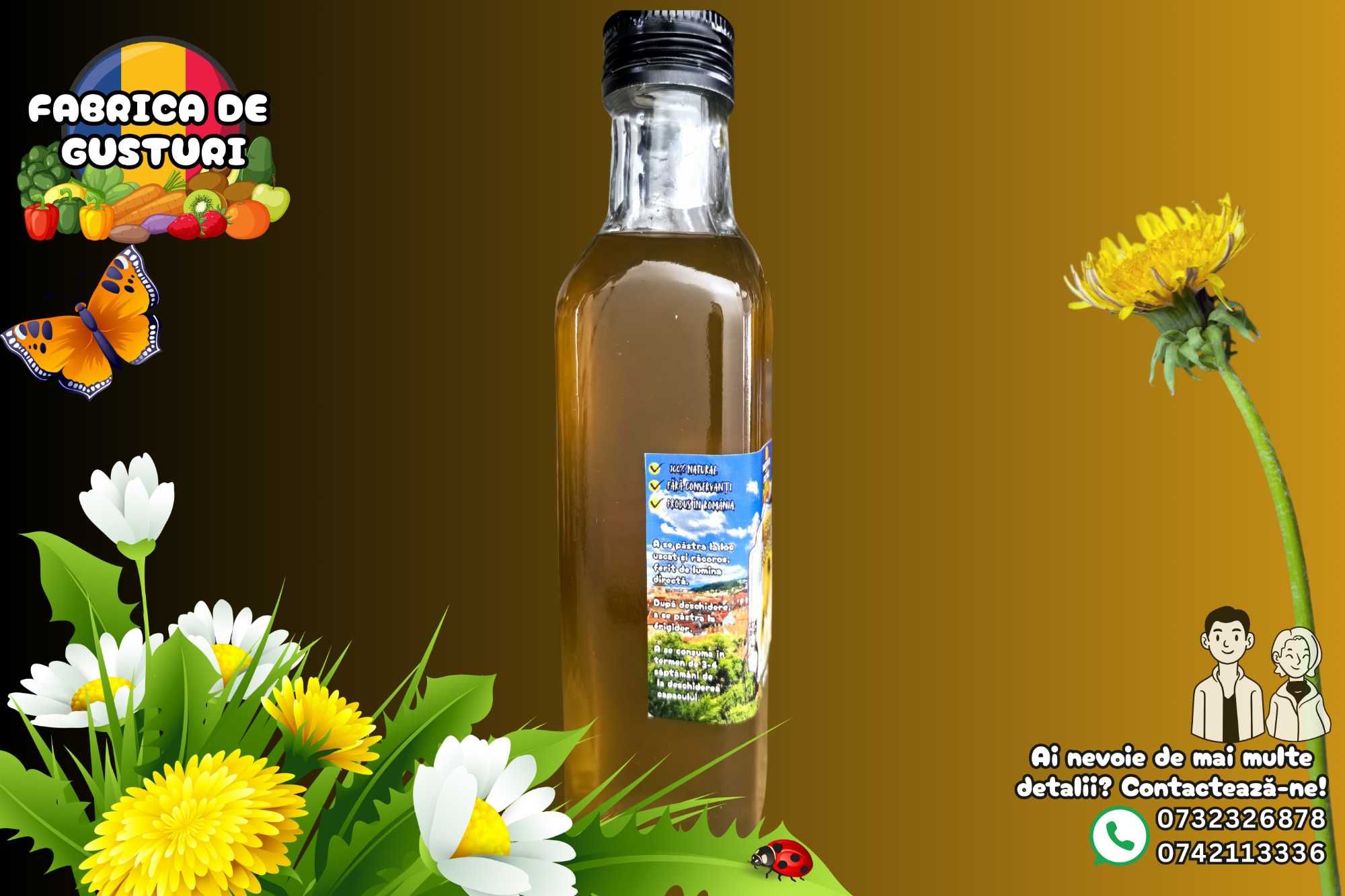 Sirop de păpădie - producție 100% naturală
