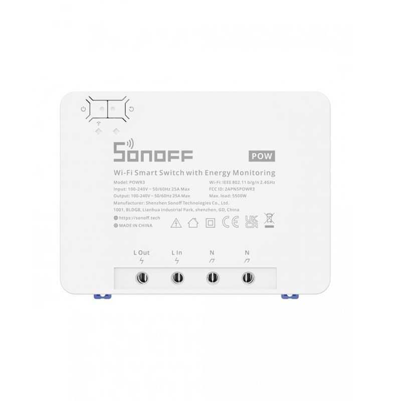 SONOFF POWR3 25A 5500W  Прекъсвач с измерване на консумираната енергия