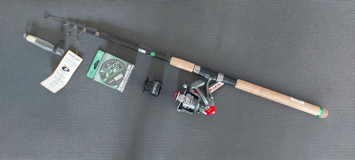 Спининг телескоп въдица с макара и влакно, риболов такъм