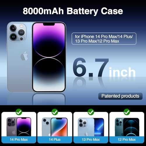 Нов 8000mAh Батерия кейс калъф със стойка за iPhone 14 Plus/13 Pro Max