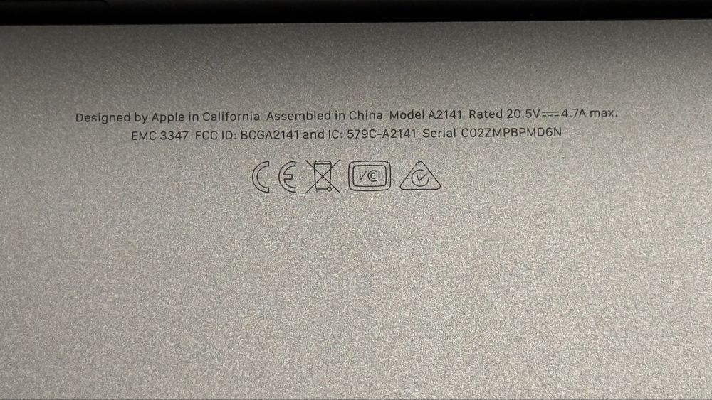 Macbook Pro 16" i9, 16Gb Ram, 1Tb SSD