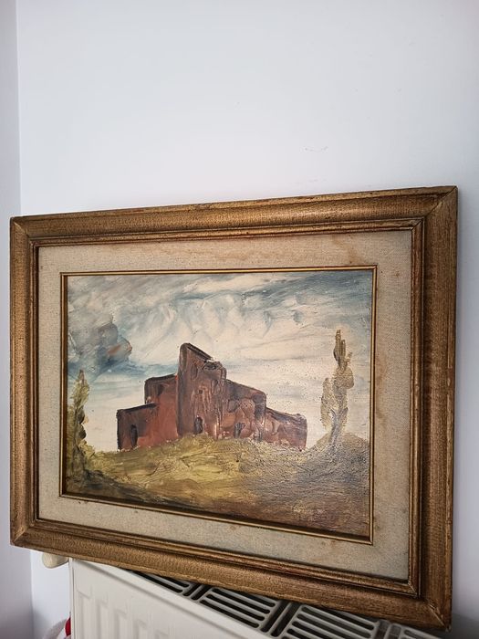 Tablou Vechi Pictat Și Semnat