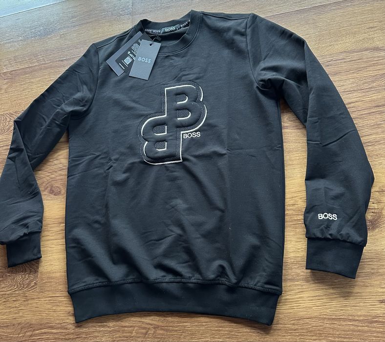 Мъжка,памучна,черна блуза Hugo BOSS с бродирано лого