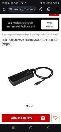 Hub USB Startech HB30C5A2CST, 7x USB 3.0 (Negru)