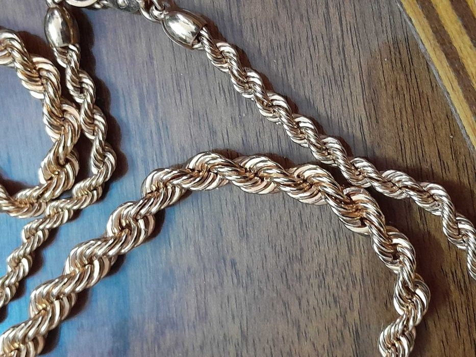 Lanț masiv metal nobil placat aur, marcat - 62 cm