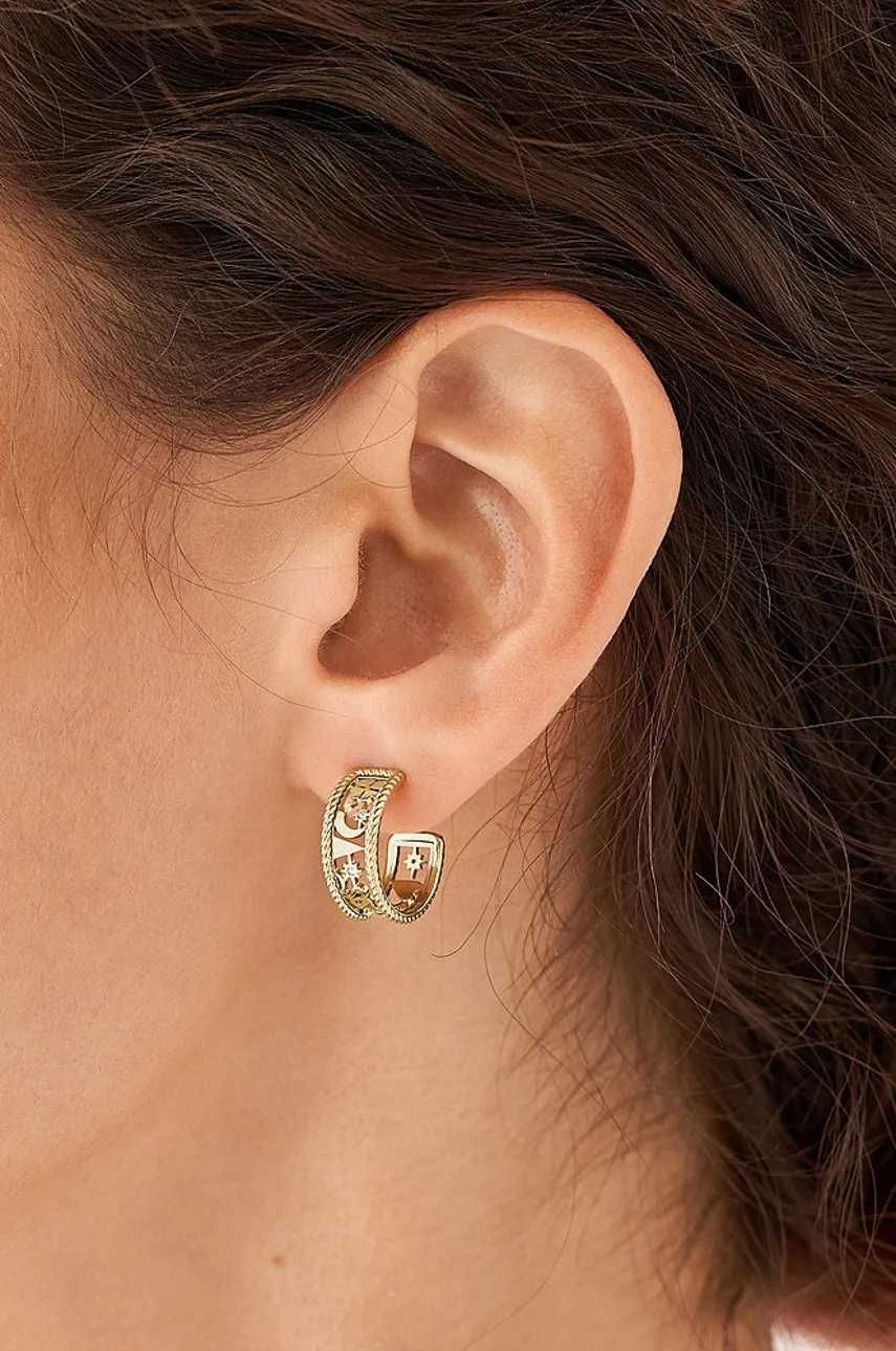 Обеци Fossil - позлатена стомана , оригинална опаковка
