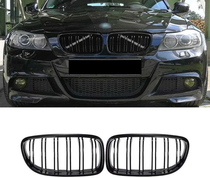 Grile negre duble lucioase BMW E90 E91 F STYLE