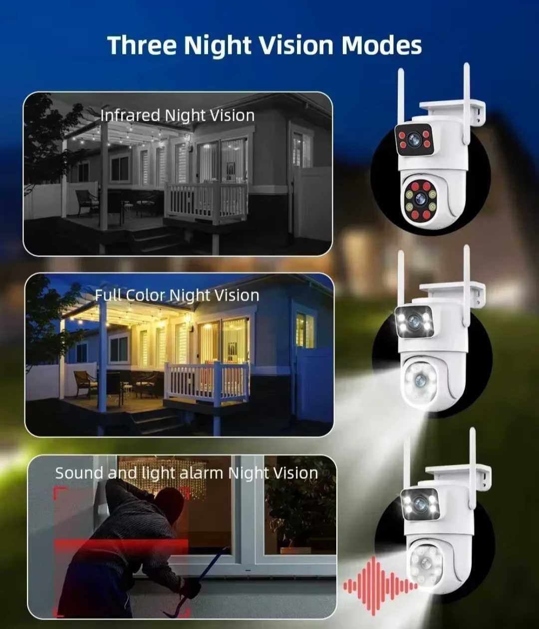 Двойна камера за наблюдение 10mpix WiFi, двойна WiFi камера
