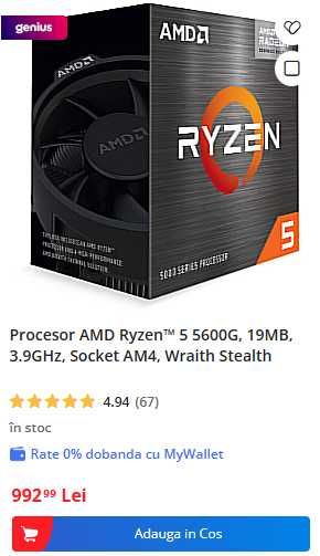 AMD Ryzen 5 5600G 6-Core 3.9GHz AM4 Box