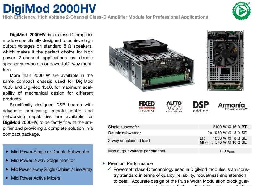 Powersoft DigiMod 2000HV+, modul nou, Made in Italy