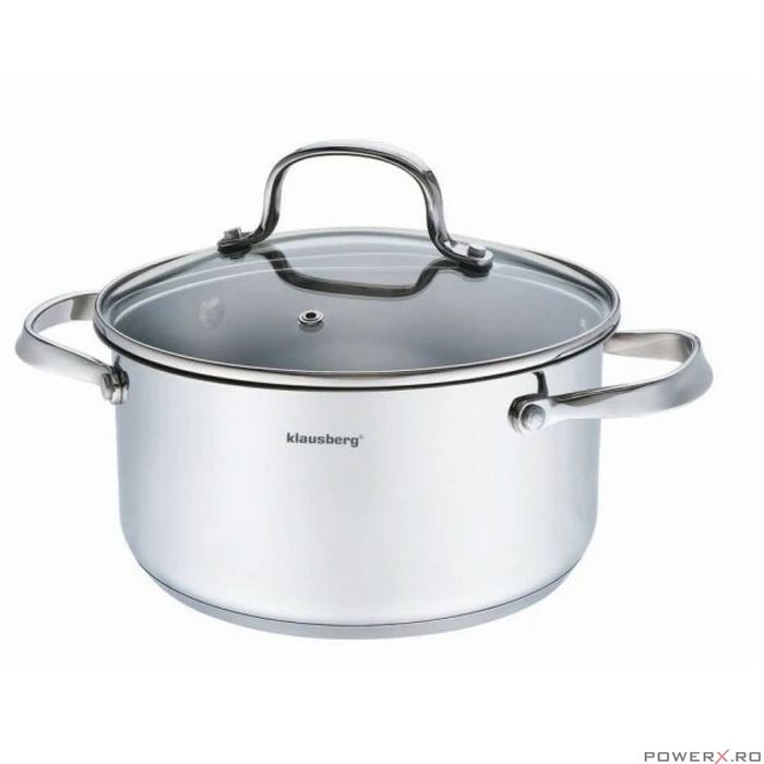 Oala din inox, cu capac sticla, 3.3 l, 20 cm, Klausberg