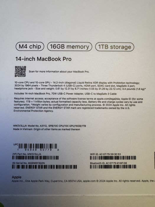 Apple MacBook Pro 14” 16GB 1TB Space Black