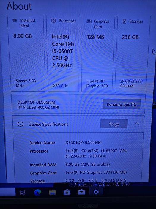 Sistem pc Hp i5 ssd ddr4 unitate calculator mica