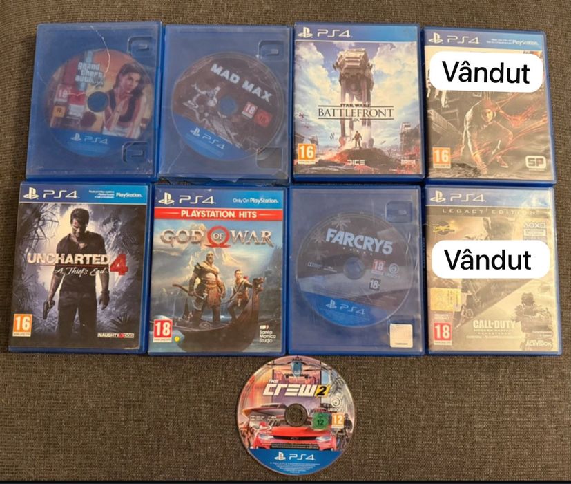 Pachet 7 jocuri PS4 originale- toate funcționale