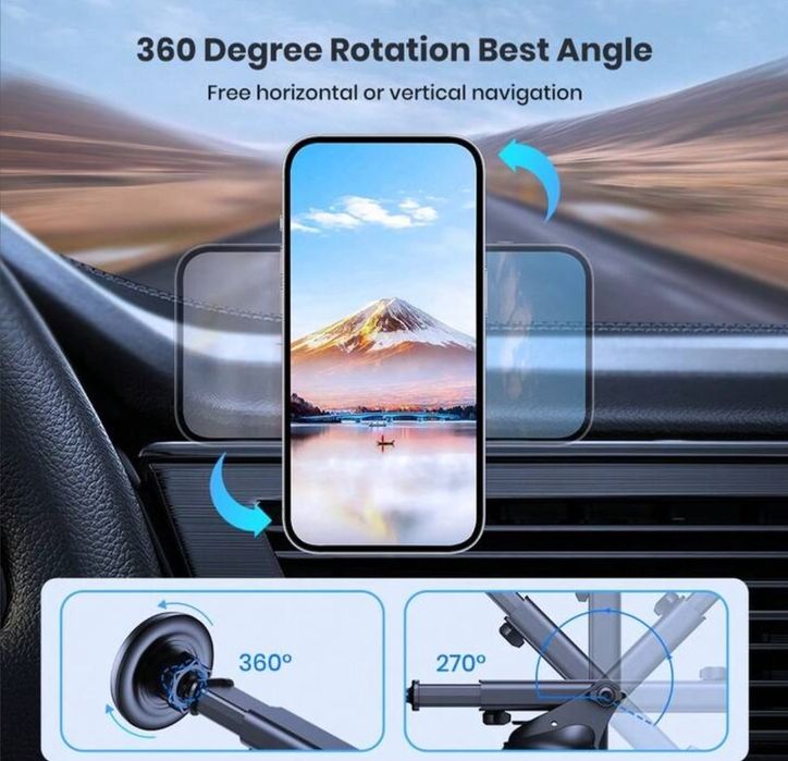 Suport telefon magnetic cu ventuza