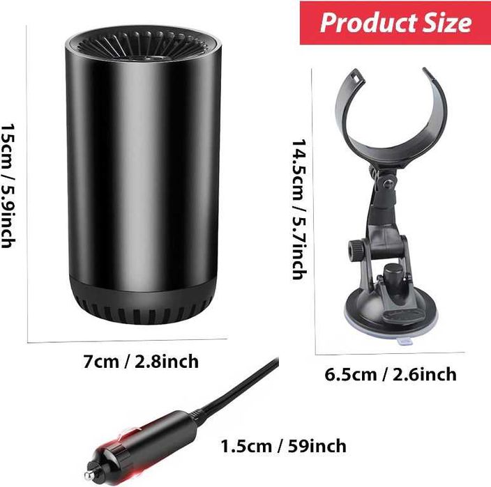 Печка за предно стъкло на Автомобил 12V с мощност 150W.