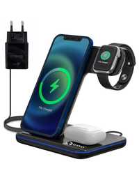 Incarcator Wireless Qeno Statie Incarcare 3 In 1 Qi Fast Charger 15W