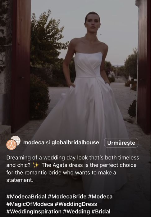 Rochie de mireasa cu trena (si cu prindere speciala pentru trena)