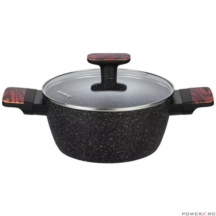 Set oale si tigai, 12 bucati, acoperit antiaderent, negru cu manere