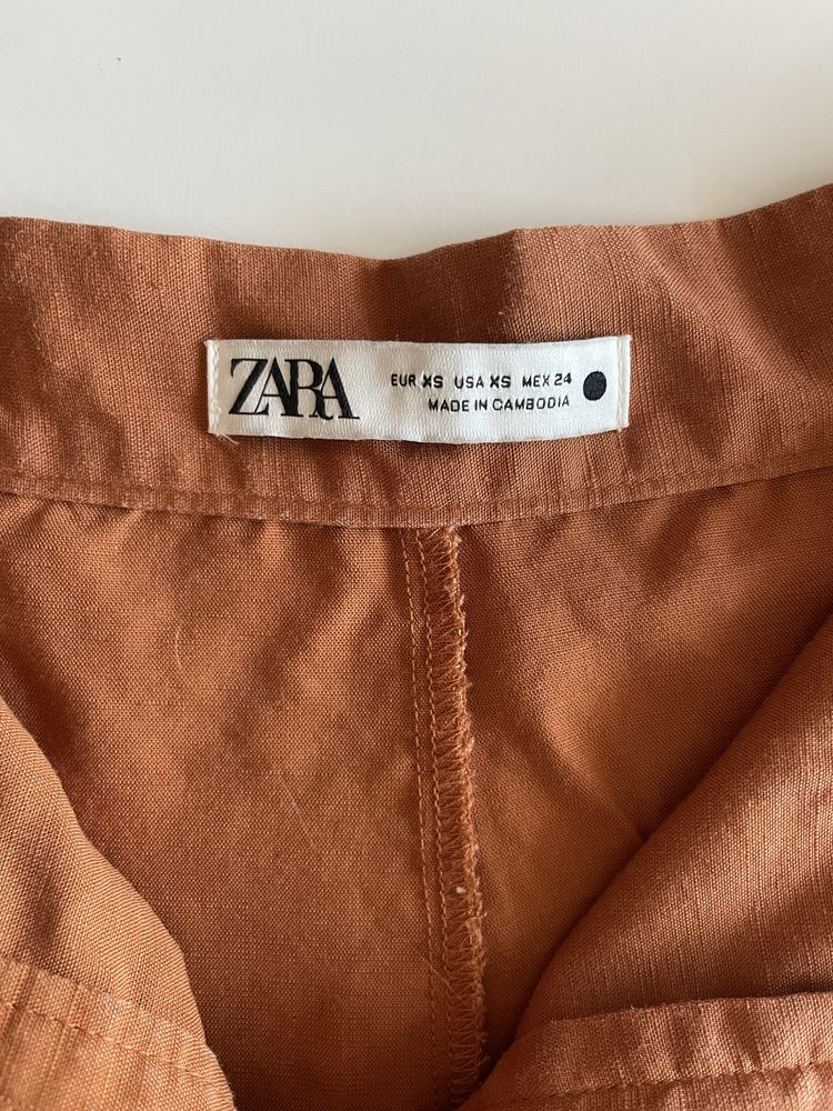 Дълга пола Zara ленен бленд + подарък черен потник