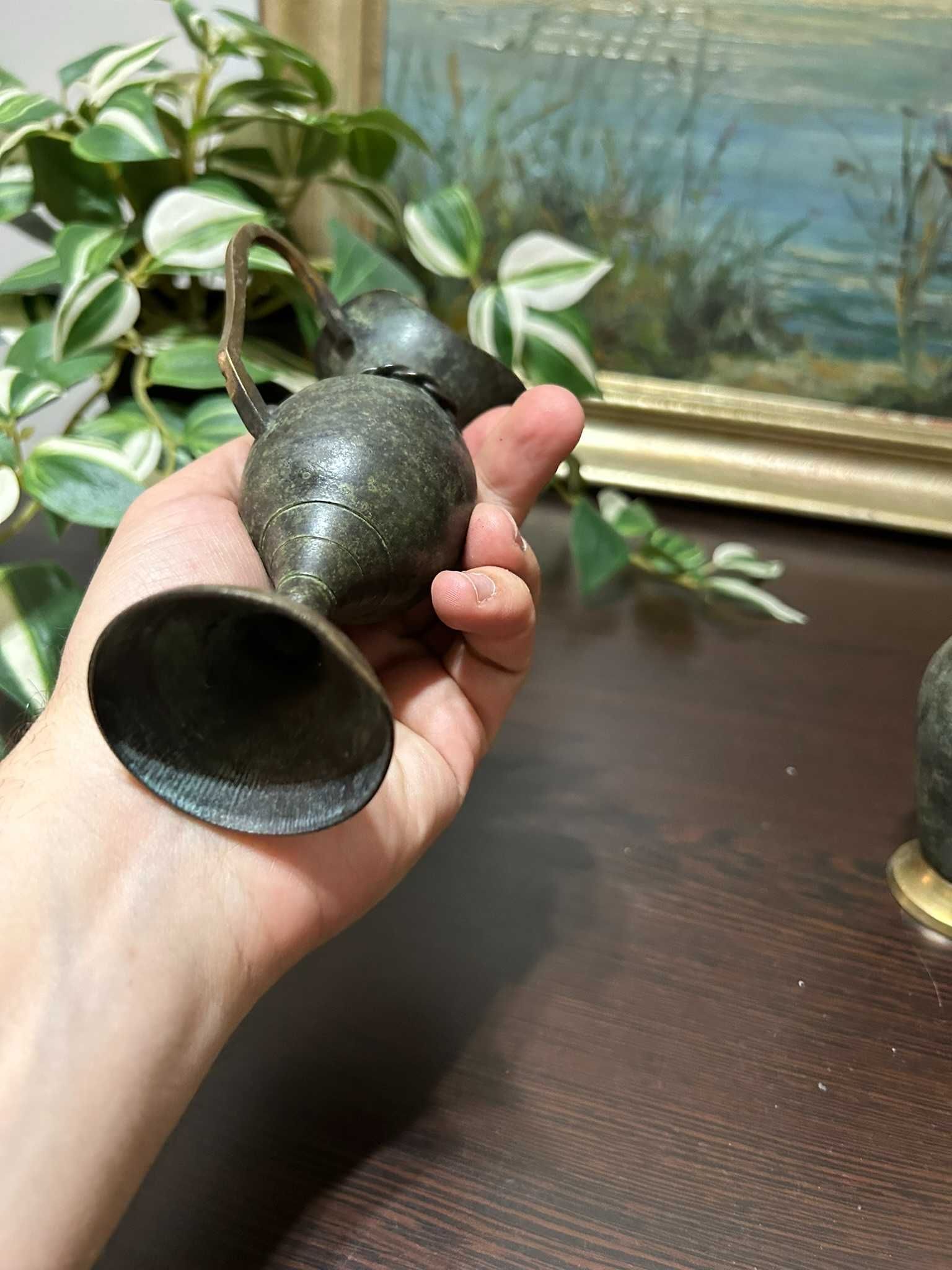AP164 set 2 carafe/ Vaza de cupru antichizate superbe 14cm inaltime