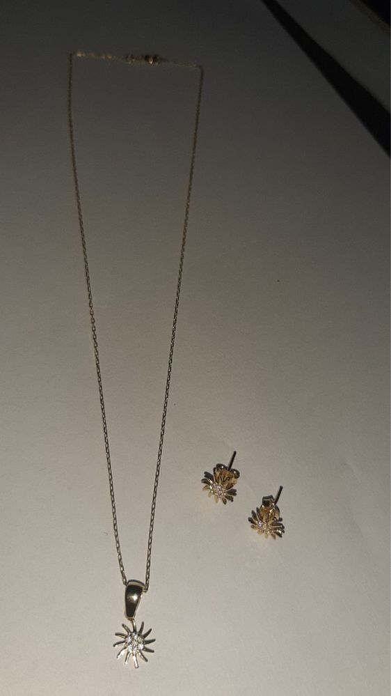 Set aur 14k 585 lant cercei si pandantiv