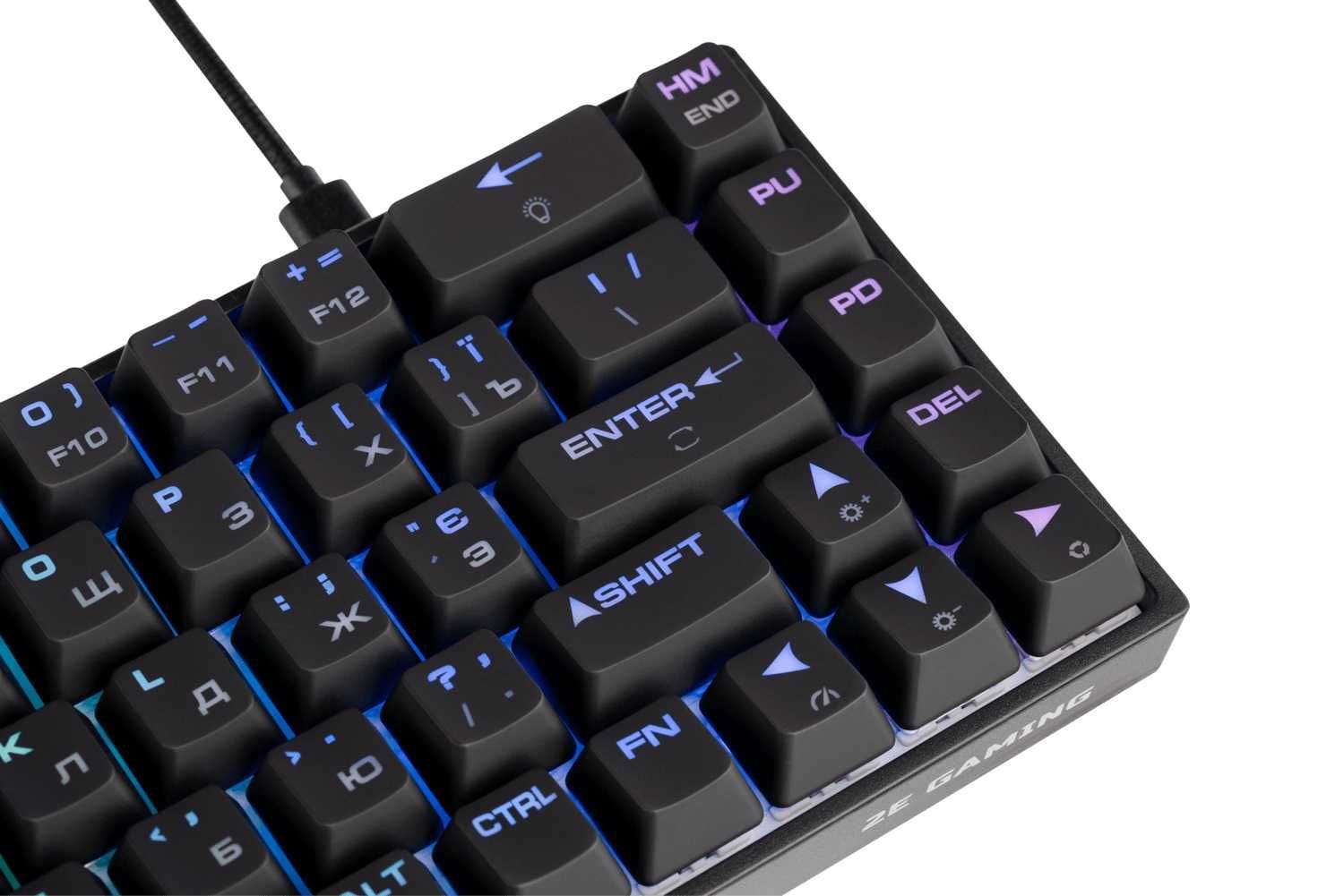 ; Игровая клавиатура 2E KG380 USB 68 key Gateron Red Switch Black