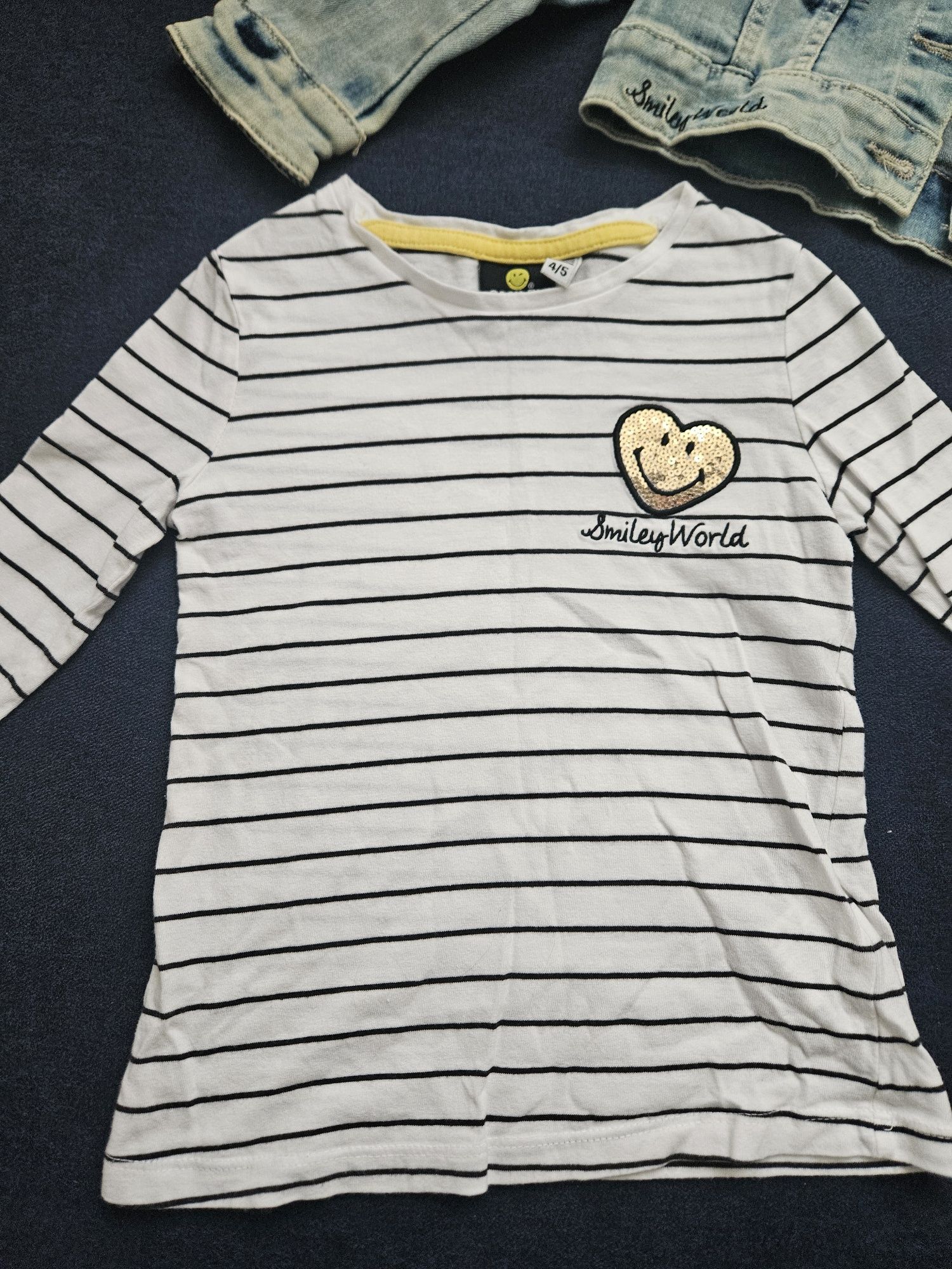 Нов дънков гащеризон The original в комплект с яке и блузка smiley bra