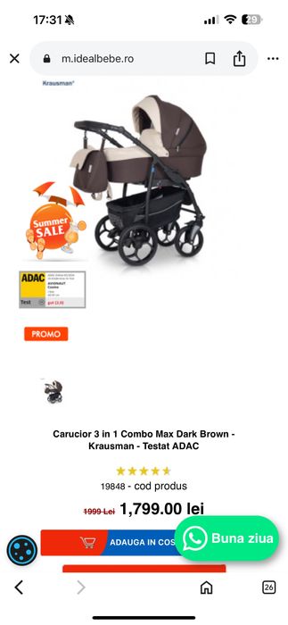 Vând cărucior 3 in 1 Krausman