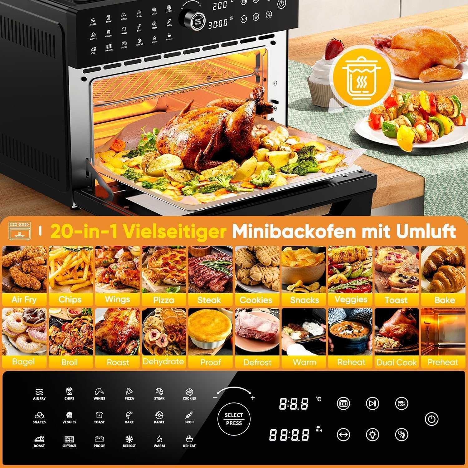 Фурна с горещ въздух Cookwise 1800W 30L фритюрник с горещ въздух