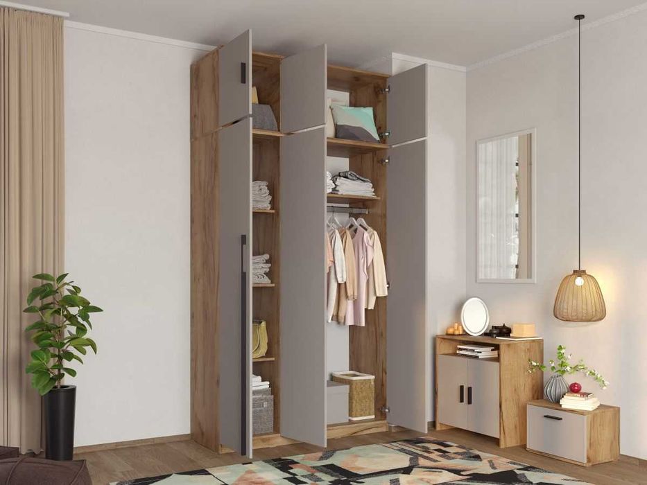 Set Mobila Dormitor Casmir / Stejar Siena C15 - Transport Gratuit