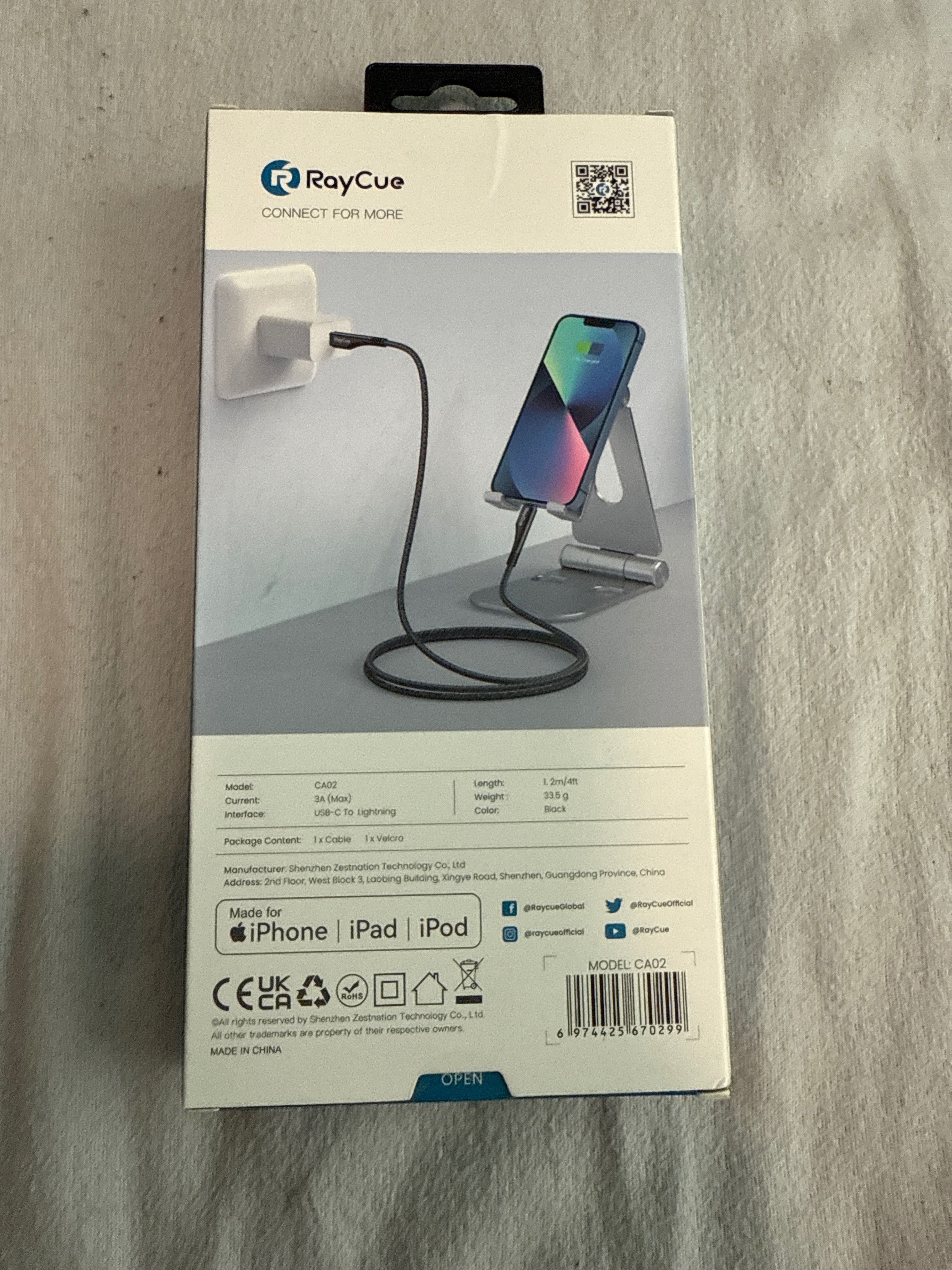 RayCue Blitzlink Blade Series – USB-C към Lightning кабел