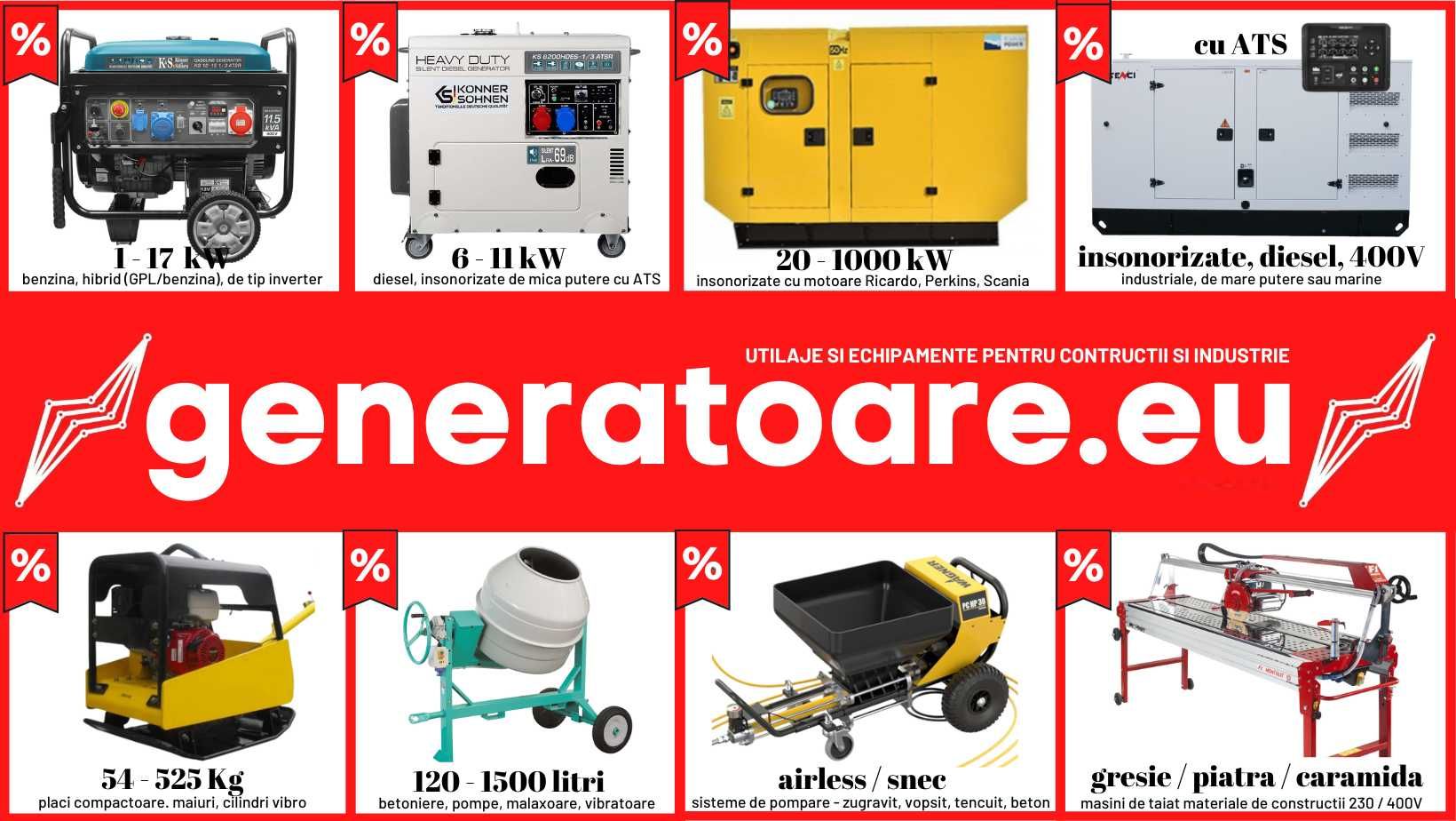 Generator cu sudura WAGT 200 DC HSB benzina 200 A, 400V 4 kVA