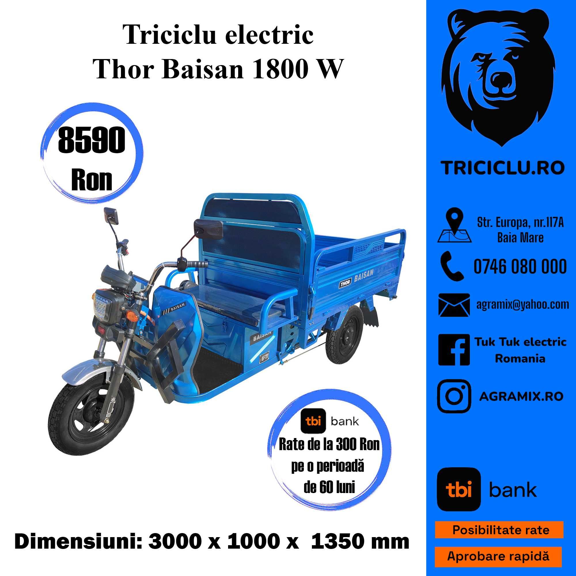 Thor Baisan triciclu electric 1800W, Agramix