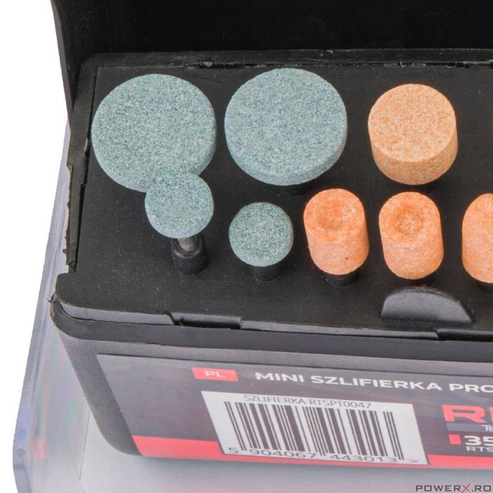 Mini polizor drept cu maner, putere 350 W, 300 piese, Red Technic