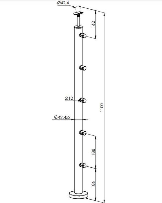 Stalpi Balustrada - Stalpi Montanti Rotunzi cu 5 intermediare